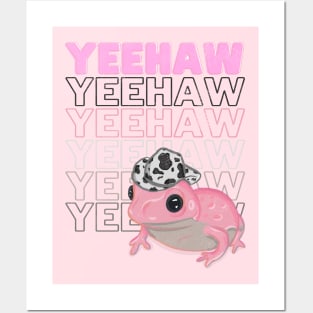 Yeehaw Pink Frog Wearing Cowboy Hat Posters and Art